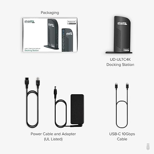 Miniatura 6 de Plugable Estación de acoplamiento USB C 13 en 1, monitor triple 4K con entrega de energía de 100 W | Base USB C para Windows, Mac, ChromeOS,
