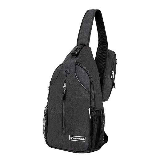(NOT MADE IN CHINA) Crossbody Sling Backpack For Travel, Hiking, Chest Bag and Daypack (Black)
