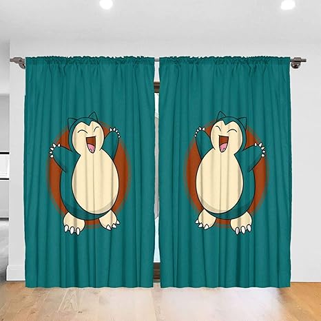 Amazon Co Jp カビゴン ポケモン 4 カーテン 1級遮光 2枚組 防寒 断熱 保温 防音カーテン 幅132cm 丈1cm 寝室用 リビング用 洗える おしゃれ 間仕切り 100 ポリエステル 高級感のある生地 ホーム キッチン