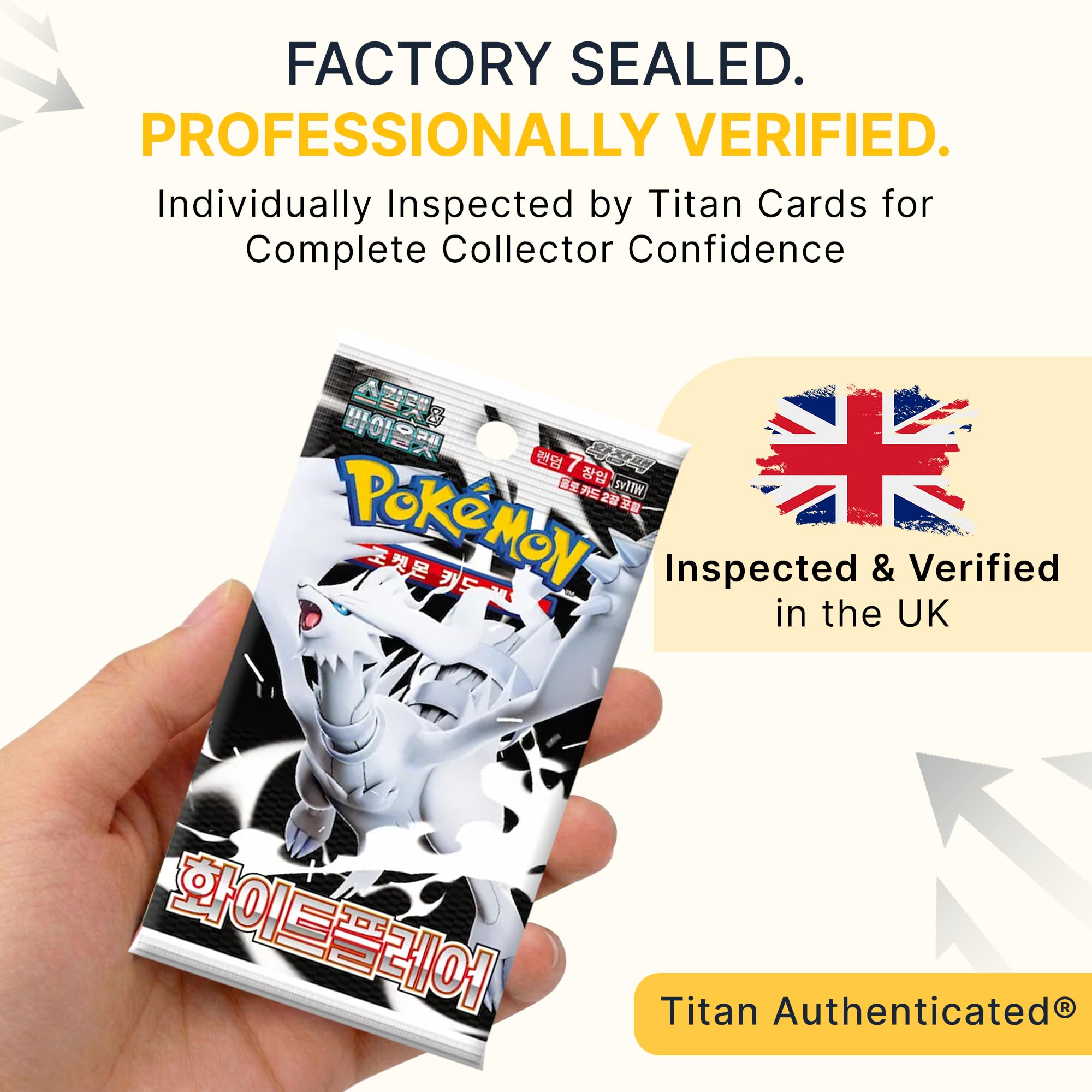Pokemon TCG White Flare SV11W koreańskie pudełko Booster Box, koreańskie karty Pokémon, seria Scarlet & Violet, 20 pakietów wspomagających (7 kart w opakowaniu) | uwierzytelnione przez Titan