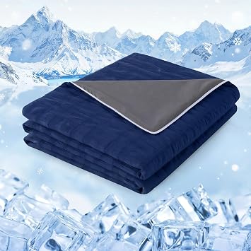 GEMBED Cooling Blanket Queen Size Summer Cooling Blanket for Hot Sleeper, Double-Sided Design Cold Blanket Thin Lightweight Breathable for Night Sweat Bed Couch Sofa - Deep Blue, 90"x90"