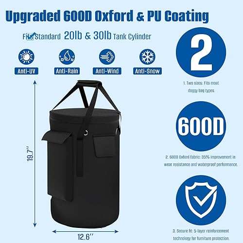 Miniatura 2 de SIRUITON Bolsa de tanque de gas propano para cilindro de tanque estándar de 20 libras, funda de tanque de propano Oxford 600D resistente, 1