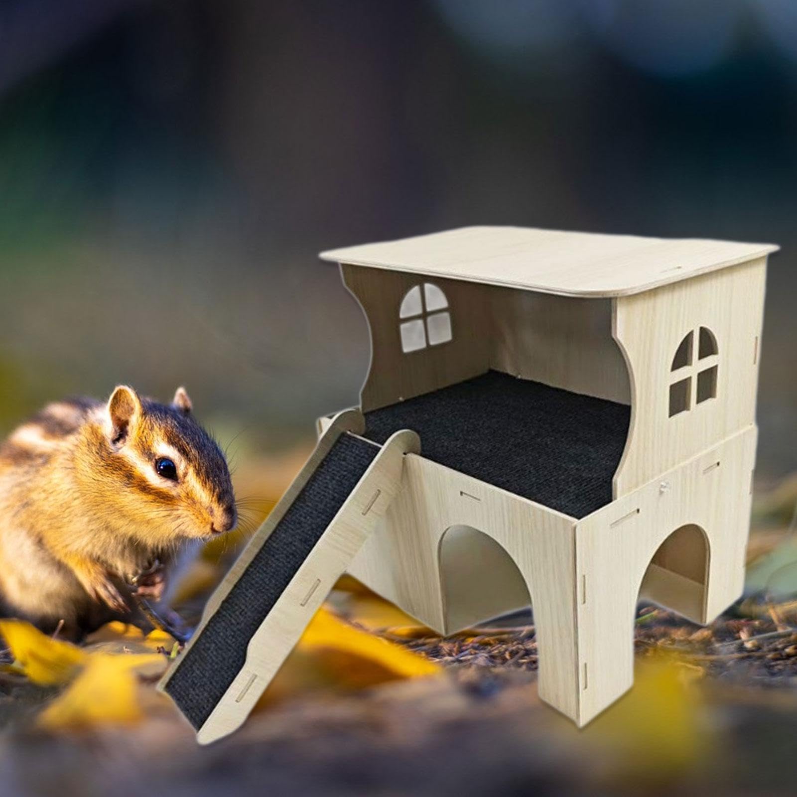 Maison pour Hamsters avec Escalier, Niche, Litière, Habitat pour Lapins, Souris et Hamsters