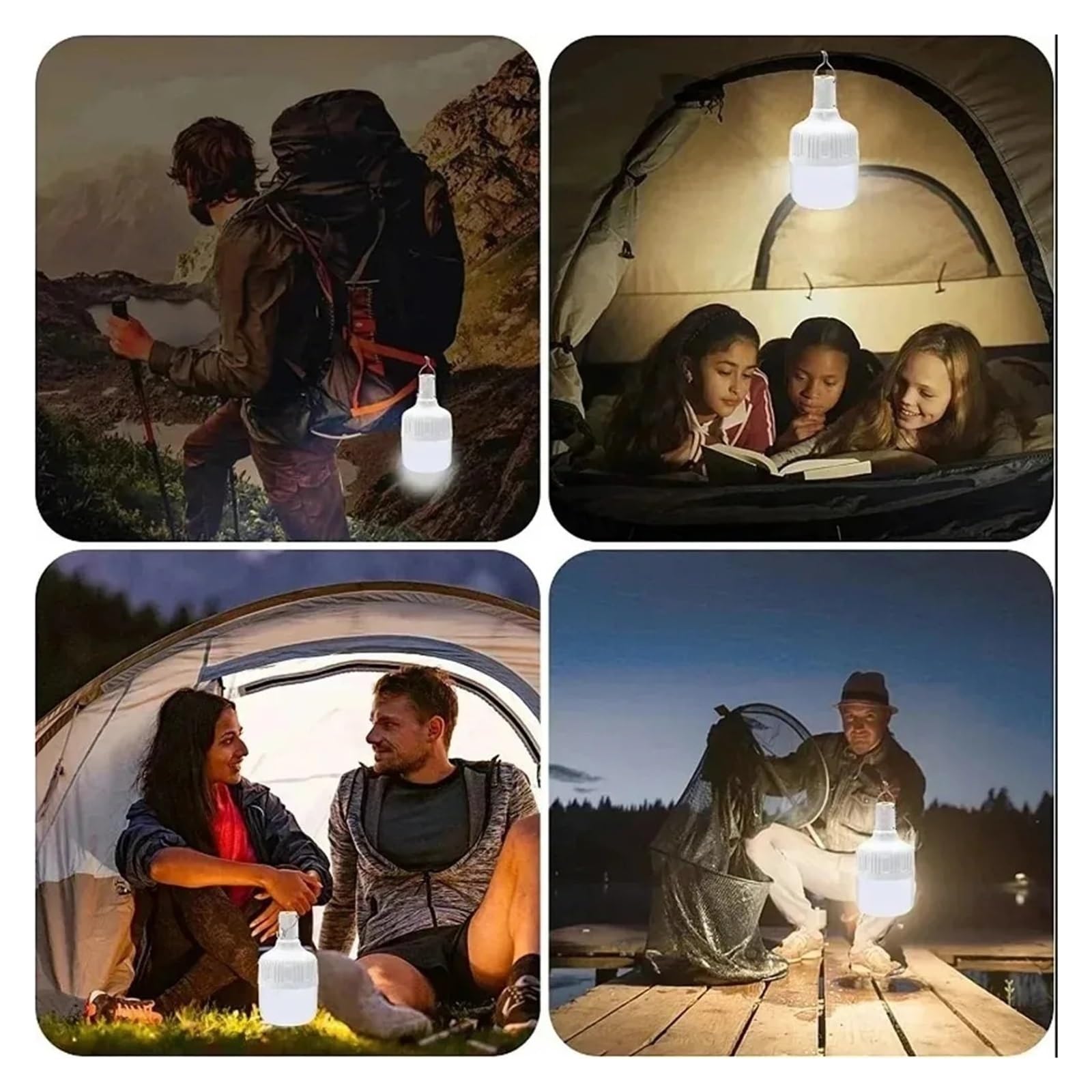 Outdoor USB Wiederaufladbare LED-Lampen, Hohe Helligkeit, Notlicht, Anschluss, Camping, Angeln, Tragbare Laterne, Nachtlichter Superhelle Lichter(5pcs)