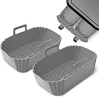 Silicone Pot for Ninja Dual Air Fryer - Set of 2 | Silicone Air Fryer Liners Reusable for Double Air Fryer, Dual Air Fryer Basket | Ninja Air Fryer Accessories for Air Fryer, Microwave and Oven