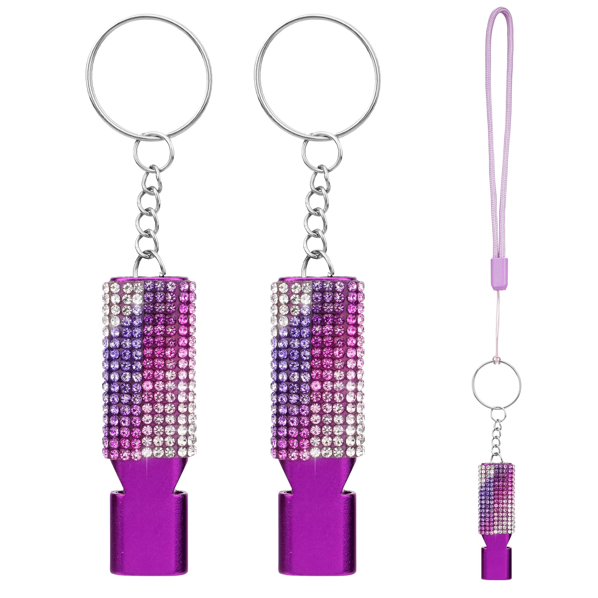 Biiange 2 Pack Bling Purple Whistle, Whistle for Coaches with Lanyard, Coaches Referee Sports Whistles, Loud Metal Sports for Coachess, Referees, and Hikers (Purple)