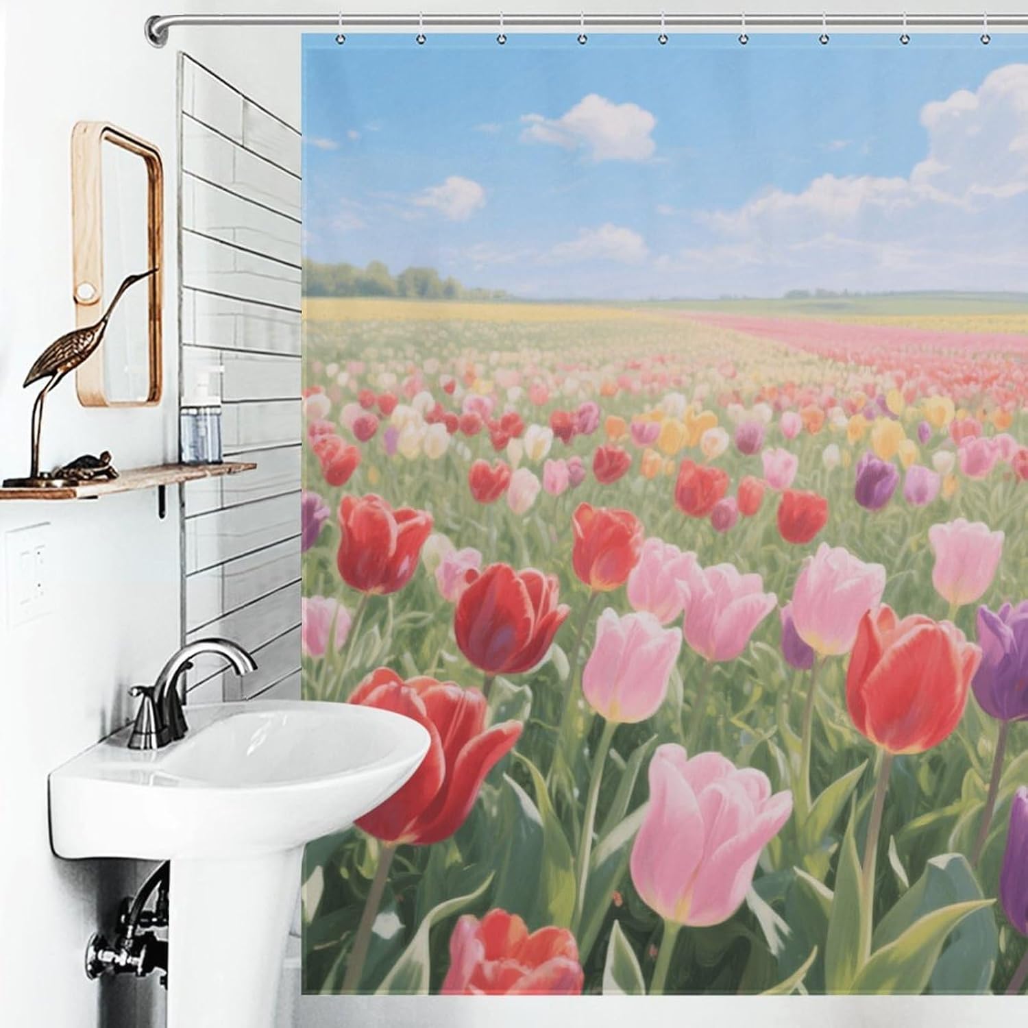 Shower Curtains Fabric Shower Curtain Liner Liner Showers Curtain Tulip Fields Showers Curtin Opaque for Privacy Protection Water Splash Protection High Aesthetics