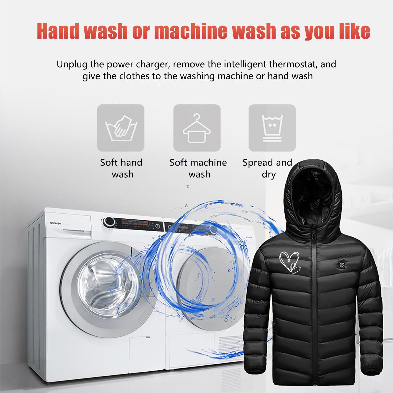 Générique Doudoune Chauffante Imprimé Enfant Avec 3 Zones de Chauffage Températures Optionnelles Manteau Chauffantes intelligent chauffé Veste Chauffante Vestes Chauffage Hiver