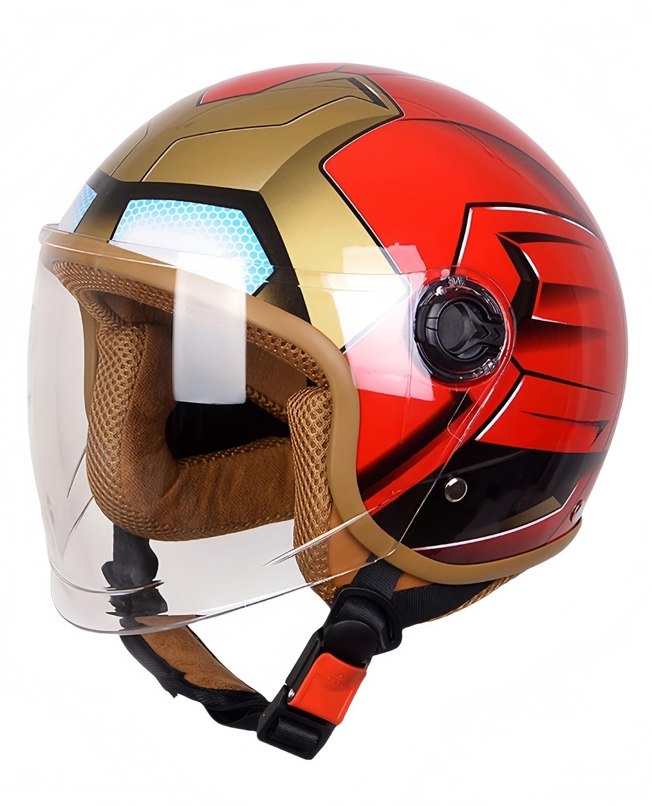 Kask motocyklowy dziecięcy, moda vintage 3/4 kask dziecięcy z wizjerem, certyfikat ECE dla chłopców i dziewcząt w wieku 5-12 lat