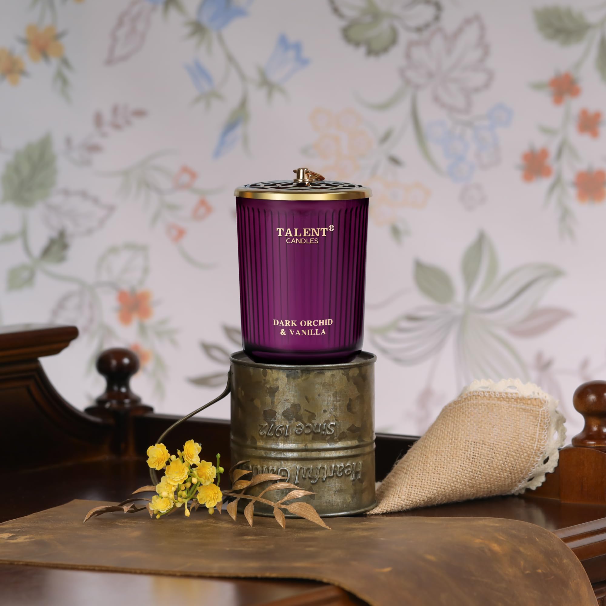 TALENT Duftkerzen, Aromatherapiekerze aus natürlichem Sojawachs, 8,4 Unzen im traditionellen Stil, Kerzengeschenke für Frauen und Männer, Heimdekoration, Dunkle Orchidee und Vanille