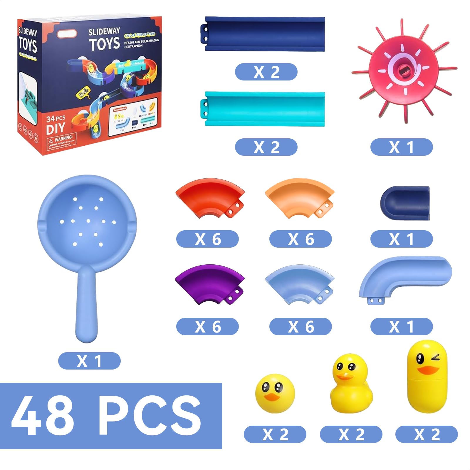 Bath toys for 3 year olds boys girls, 48Pcs Track Game Bath Shower Water Toys for 3 4 5 6 7 8 Year Olds Boys Girls - Image 3
