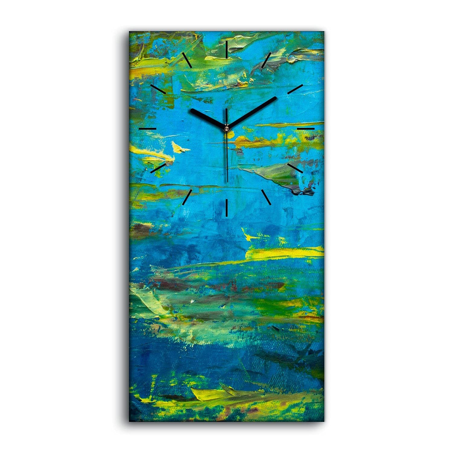 Horloge sur Toile Mains Noires Design Silencieux Tableau Abstrait Fleurs Lacs