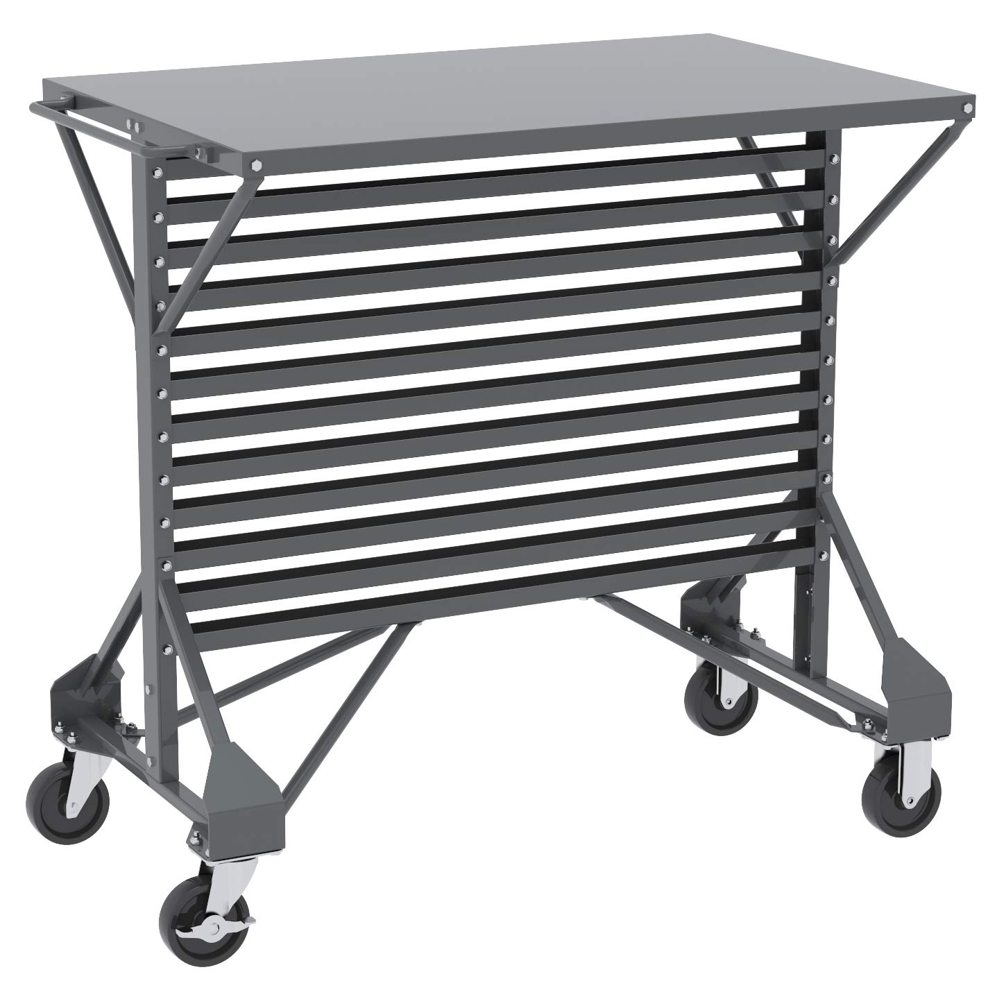 Akro-Mils 30812 Steel Mobile Bin Work Cart Organizer with Steel Worktop for Mounting AkroBin Storage Bins, (38-1/2-Inch W x 24-Inch D x 36-1/2-Inch H), Gray