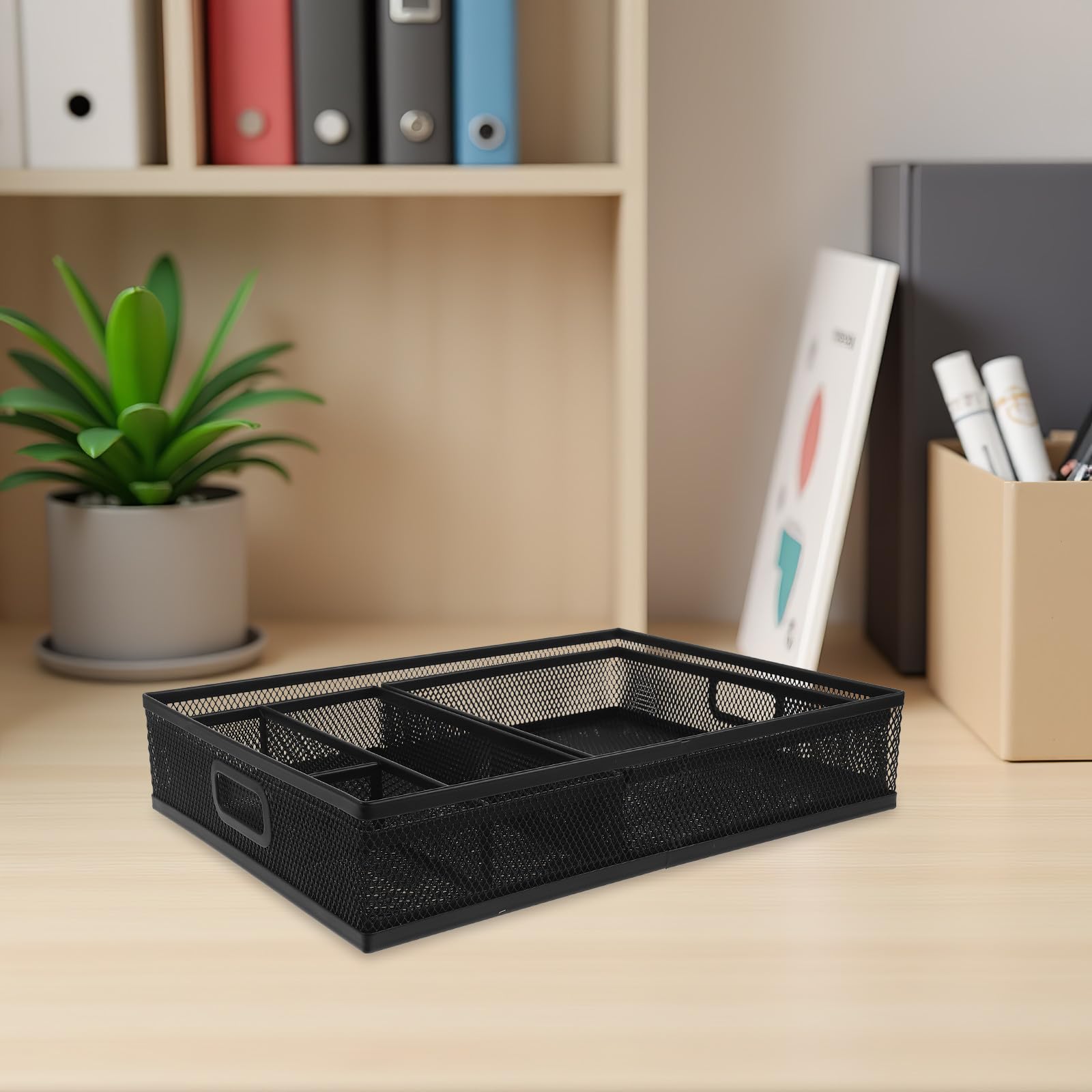 SHINEOFI 3 Pezzi Organizer da Scrivania in Rete per Ufficio Cassetto Divisorio Multifunzione Porta Documenti e Accessori per Cancelleria e Cosmetici