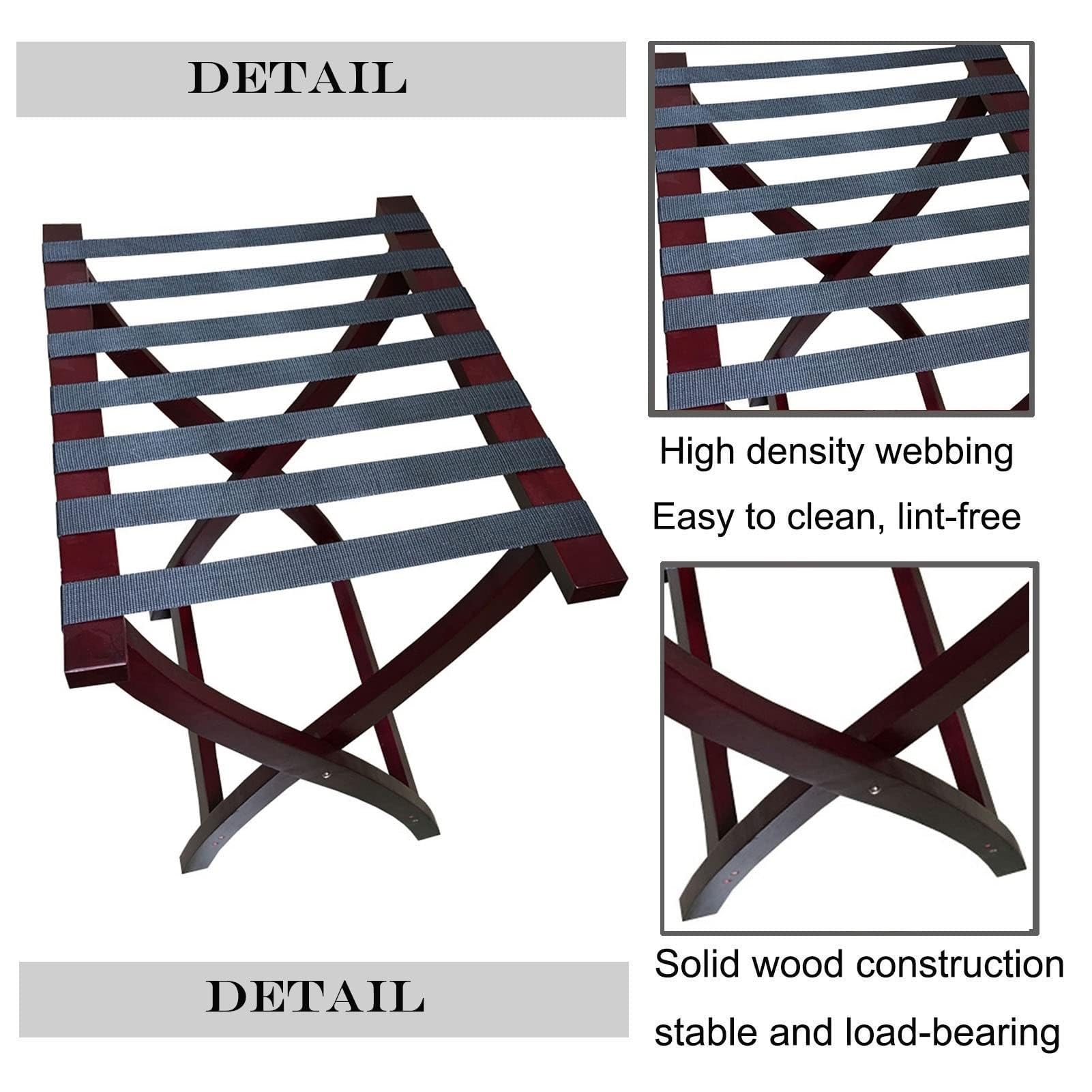 Estante para Equipaje Estante para Equipaje - Soporte para Maleta, Soporte para Maleta Plegable y expandible con Zapatero, Organizador de Suelo y Soporte, Estante para Equipaje de Madera Mac