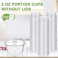 Vista 2 de Gerrii 500 vasos desechables de plástico para porciones, sin tapa, tazas de condimentos para soufflé, recipientes pequeños para salsas, mini