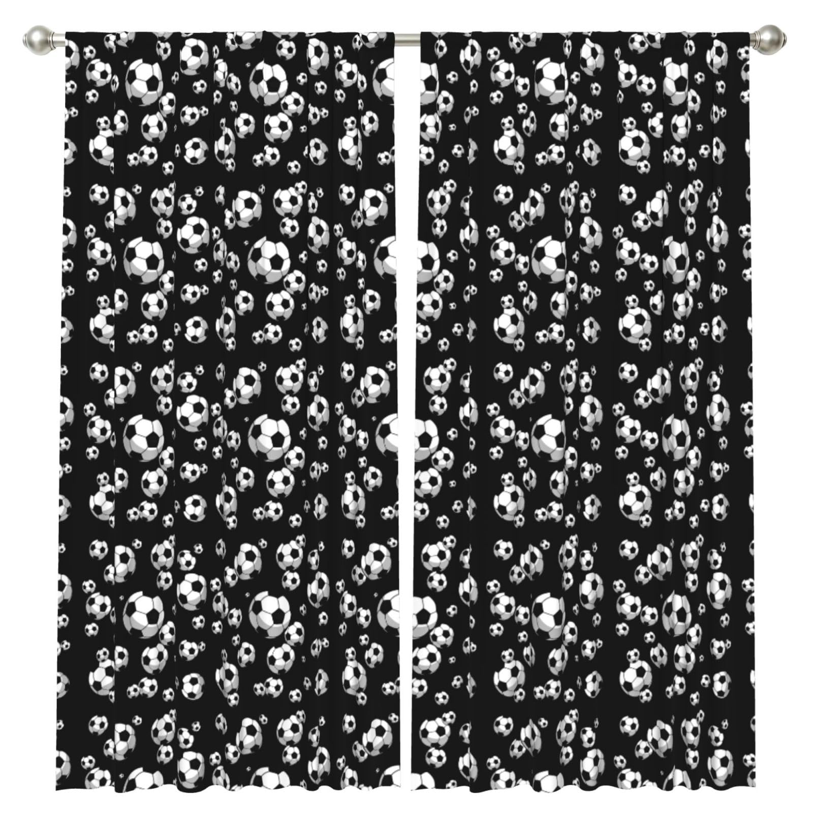 InOmak Soccer, 2 Panels Window Curtains 52 x 84 Inch Blackout Curtains for Living Room Bedroom