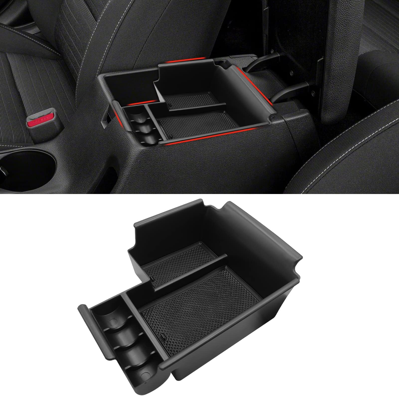 TTCR-II Compatible Kia Forte Console Organizer 2019-2024, Black ABS Center Console Tray for Forte EX/FE/GT/LX/LXS/S