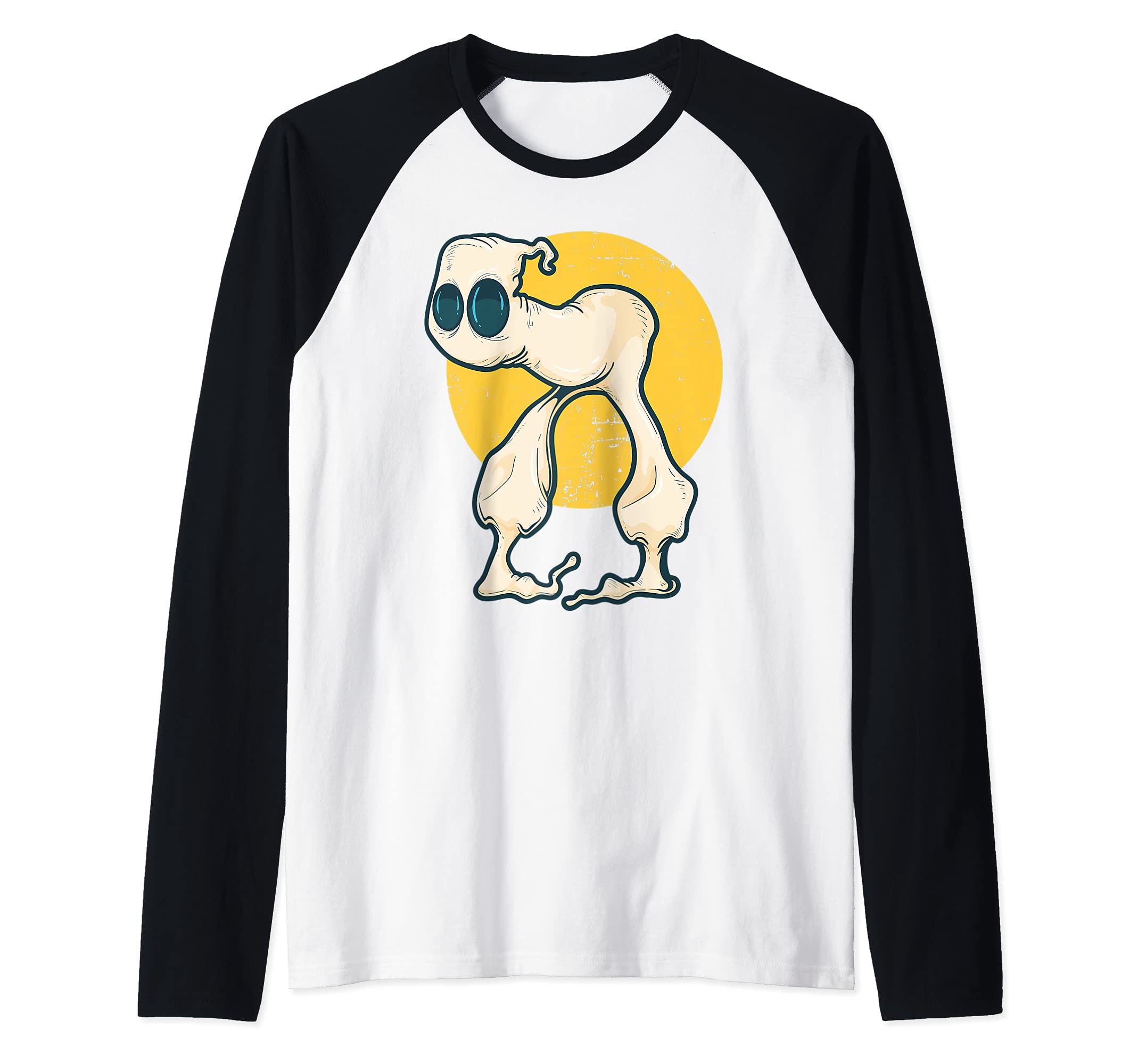 Fresno Nightcrawler Cryptozoology Creature Conspiracy Theory Raglan Baseball Tee, Black