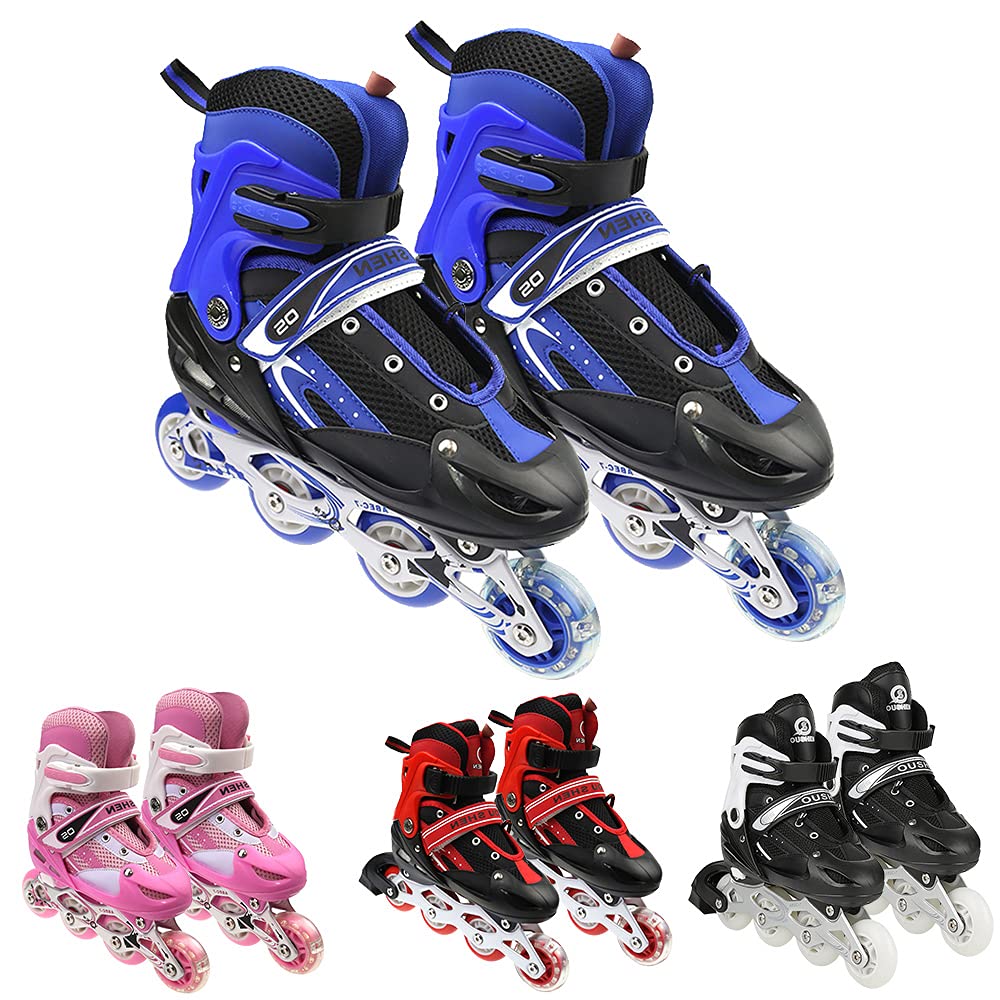 Patins à Roues alignées réglables avec Roues Lumineuses pour Enfants et Adultes pour Filles et garçons, Hommes et Femmes