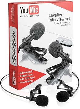 Dual Lavalier Lapel Lav Mic 2 Pack Microphone Set For iPhone X 8 7 Plus 6 6s 5 5s/iOS/Android