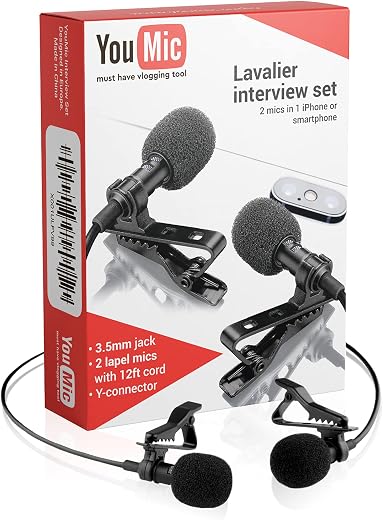 YouMic Dual Lavalier Microphone Auxiliary Set Of 2 Pack For Interview, Blog Or Podcast