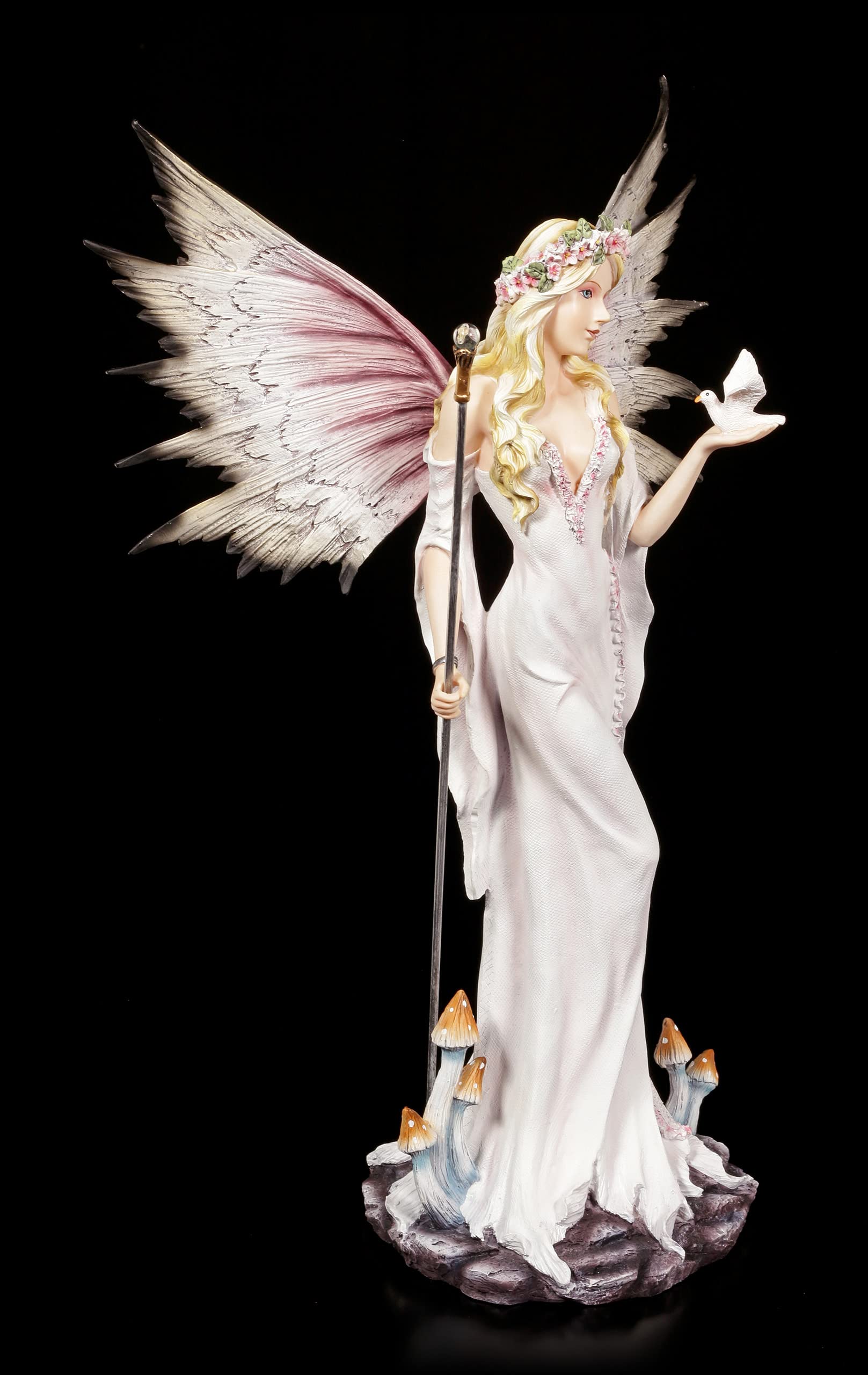 Magische Elfen Figur mit weißer Taube | Schutzengel Statue Fairy