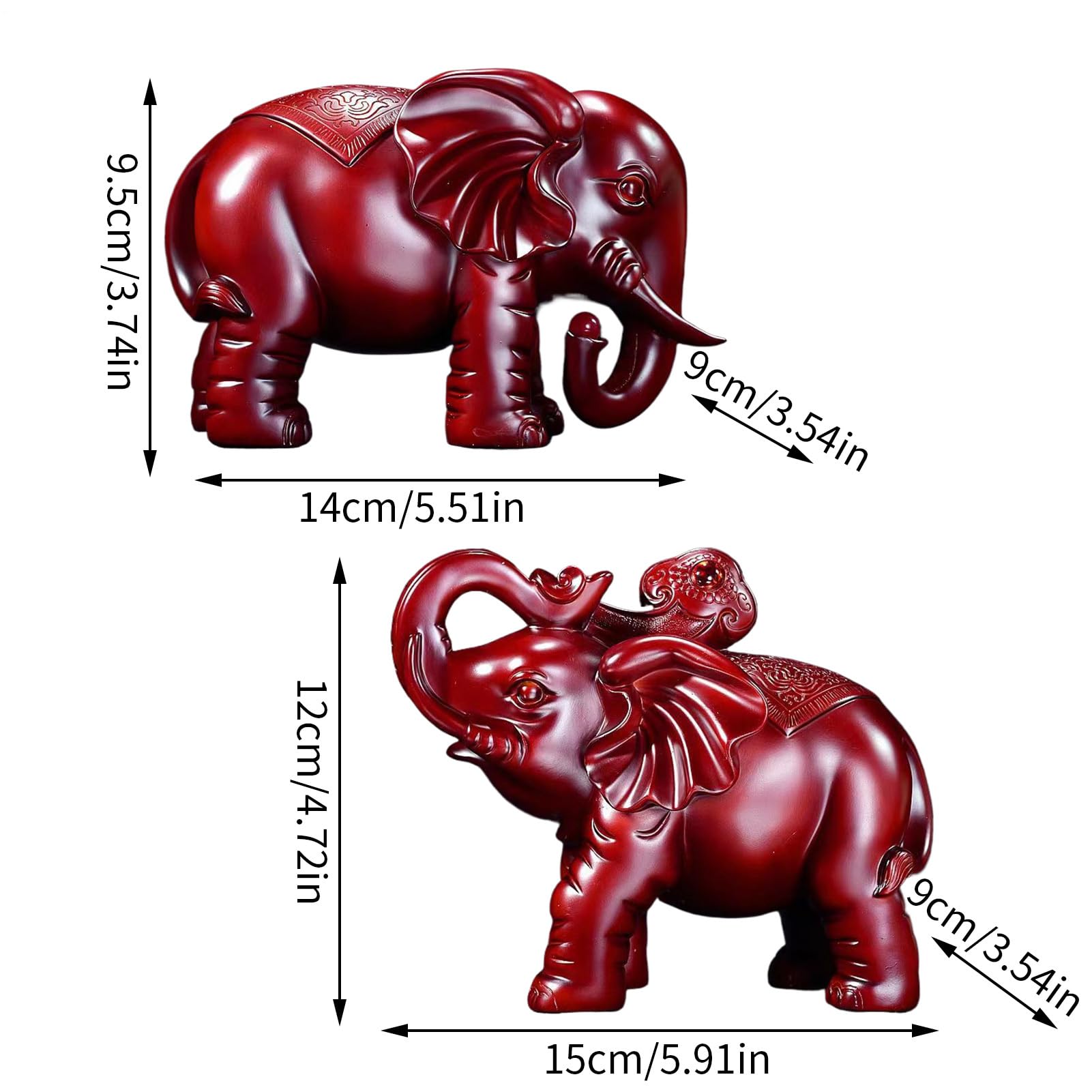 Statuetta Elefante In Legno Figura Artistica Artigianale per Decorazione | Statuetta Elefante Portafortuna in Legno per Scrivania, Tavolo, Mensola, Libreria, Camera da , Soggiorno, Comò