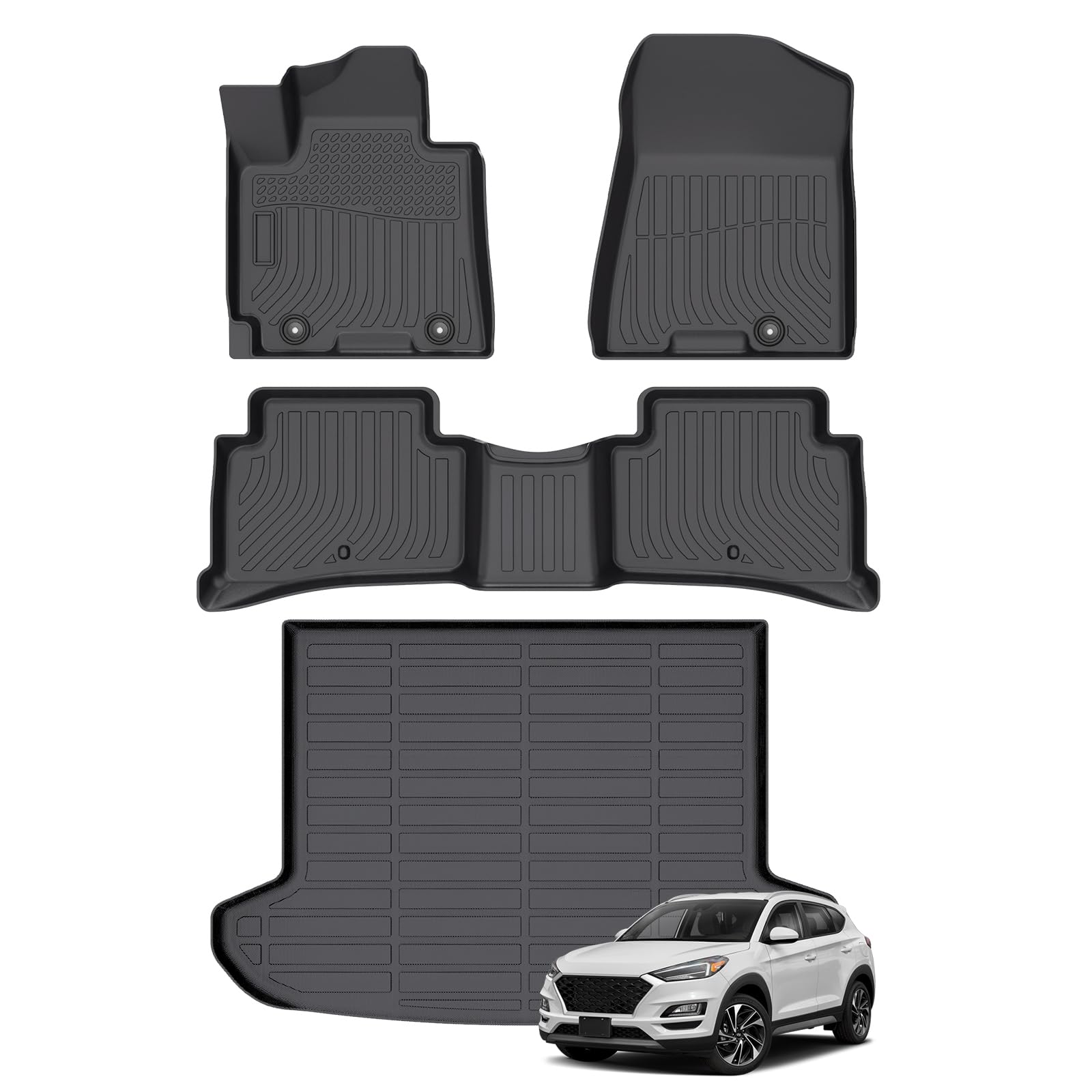 Floor Mats Cargo Liner for Hyundai Tucson 2016 2017 2018 2019 2020 2021 All Weather TPE Rubber Floor