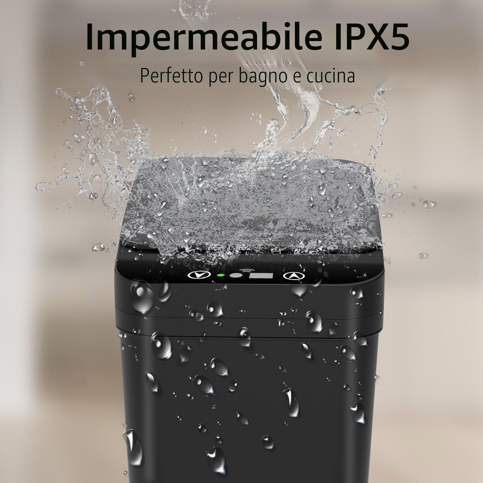 Kssvzz Confezione da 2 Pattumiera Bagno Automatica, 9.5L Sensore di Movimento Piccola Pattumiera Intelligente con Coperchio, Cestino Bagno Stretta, Pattumiera per Camera da Letto (Nero/Bianco)