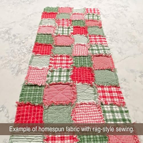 Miniatura 4 de Juego de 4 cuartos gruesos, paquete de algodón hecho en casa a cuadros de Navidad verde perfecto JCS