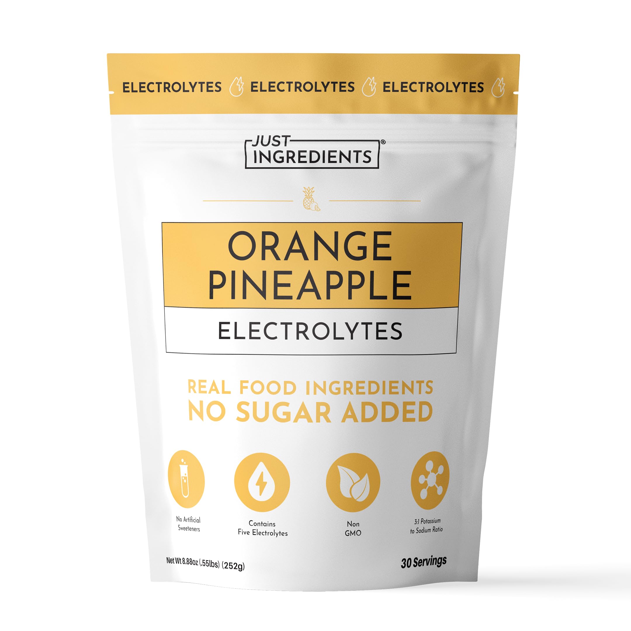 JUST INGREDIENTS Orange Pineapple Pre-Workout - BCAA - 30 Servings Orange Pineapple (Caffeine)