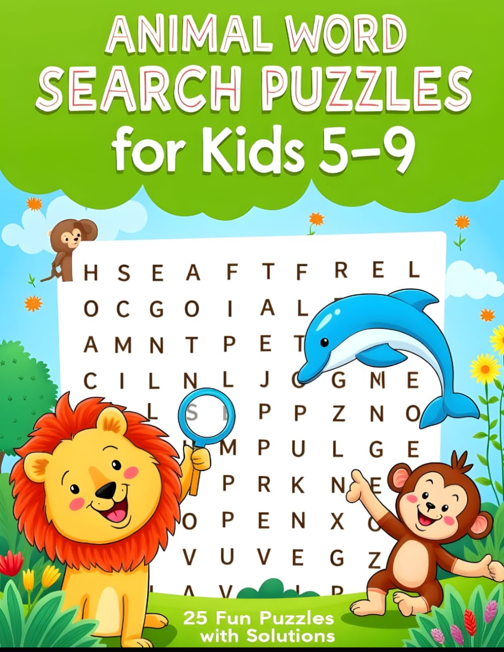 Animal Word Search Puzzle: 25 Fun Word Searches with Solutions