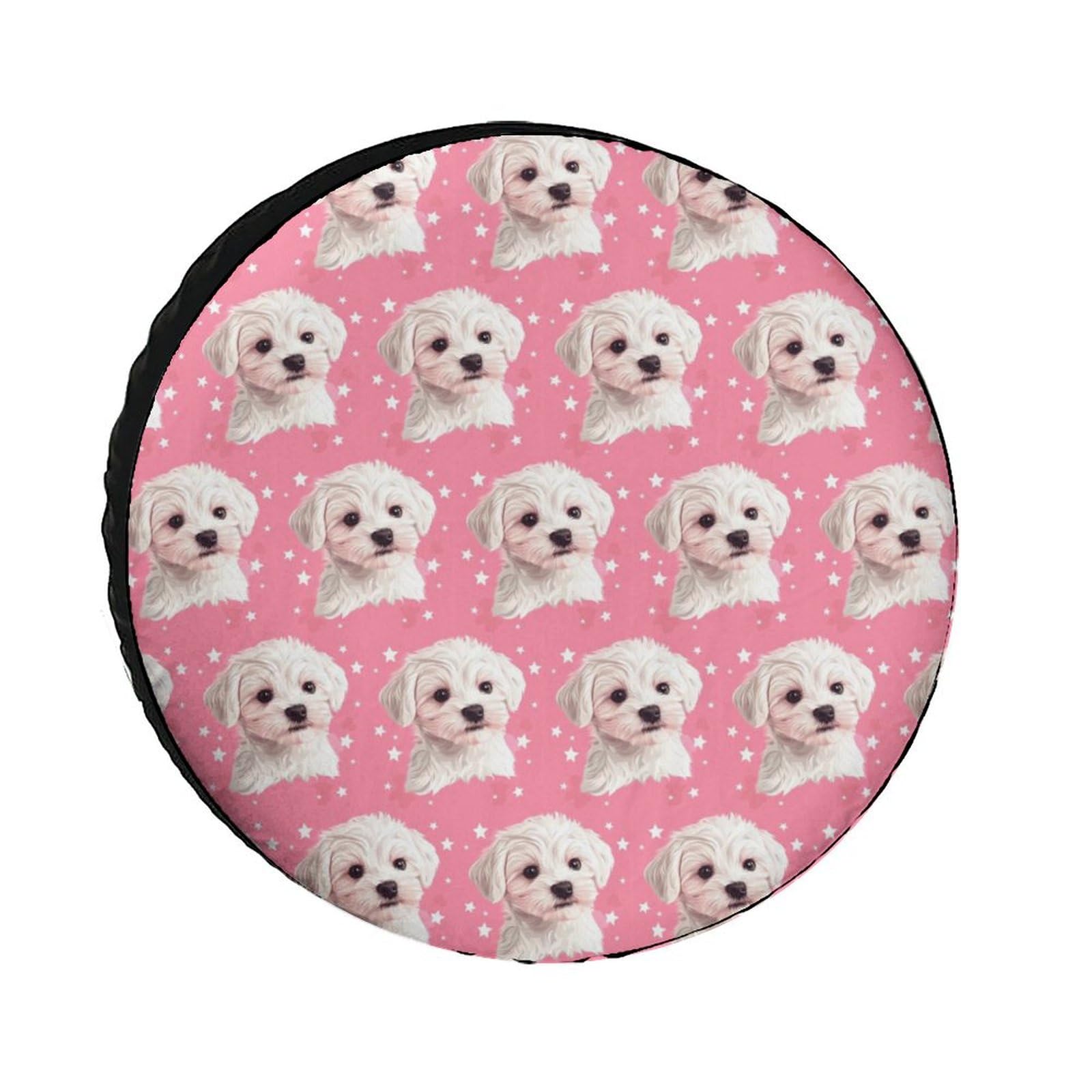 Cute White Puppy Dog Spare Tire Cover Oxford Waterproof Wheel Protectors Universal Car Accessories 24inch