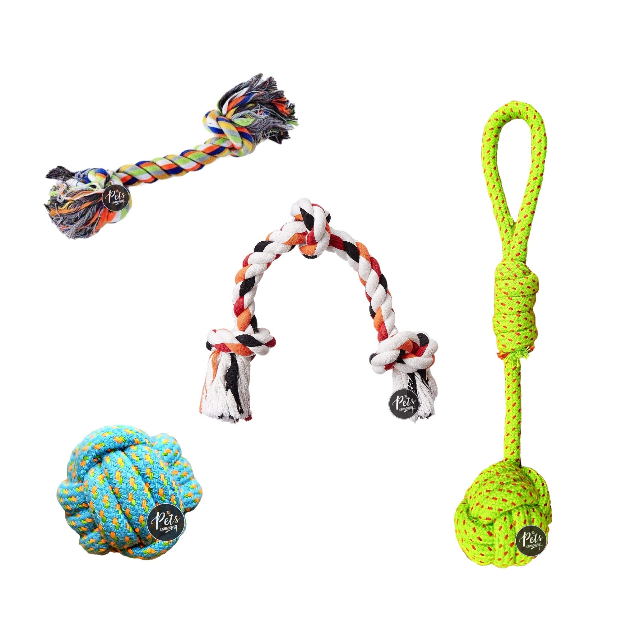 The Pets Company Dog Chew Toys for Puppy Teething & Training (3 Knot + 2 Knot + Ball + Tug Knot), Dog Rope Toy Combo of 4 for Small Dogs & Puppies (B0BQGML64K) Amazon Price History, Amazon Price Tracker