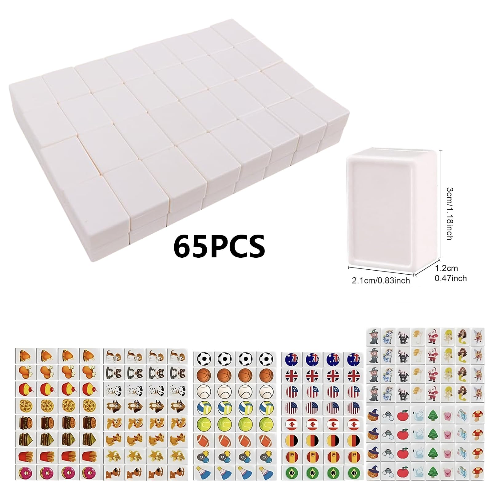 68 Stück Mahjong Spiel Set, Seaside Escape Spiel mit 65 Mahjong Blöcken und Aufklebern, Reisespiel mit Flaggenmuster für Familie und Urlaub