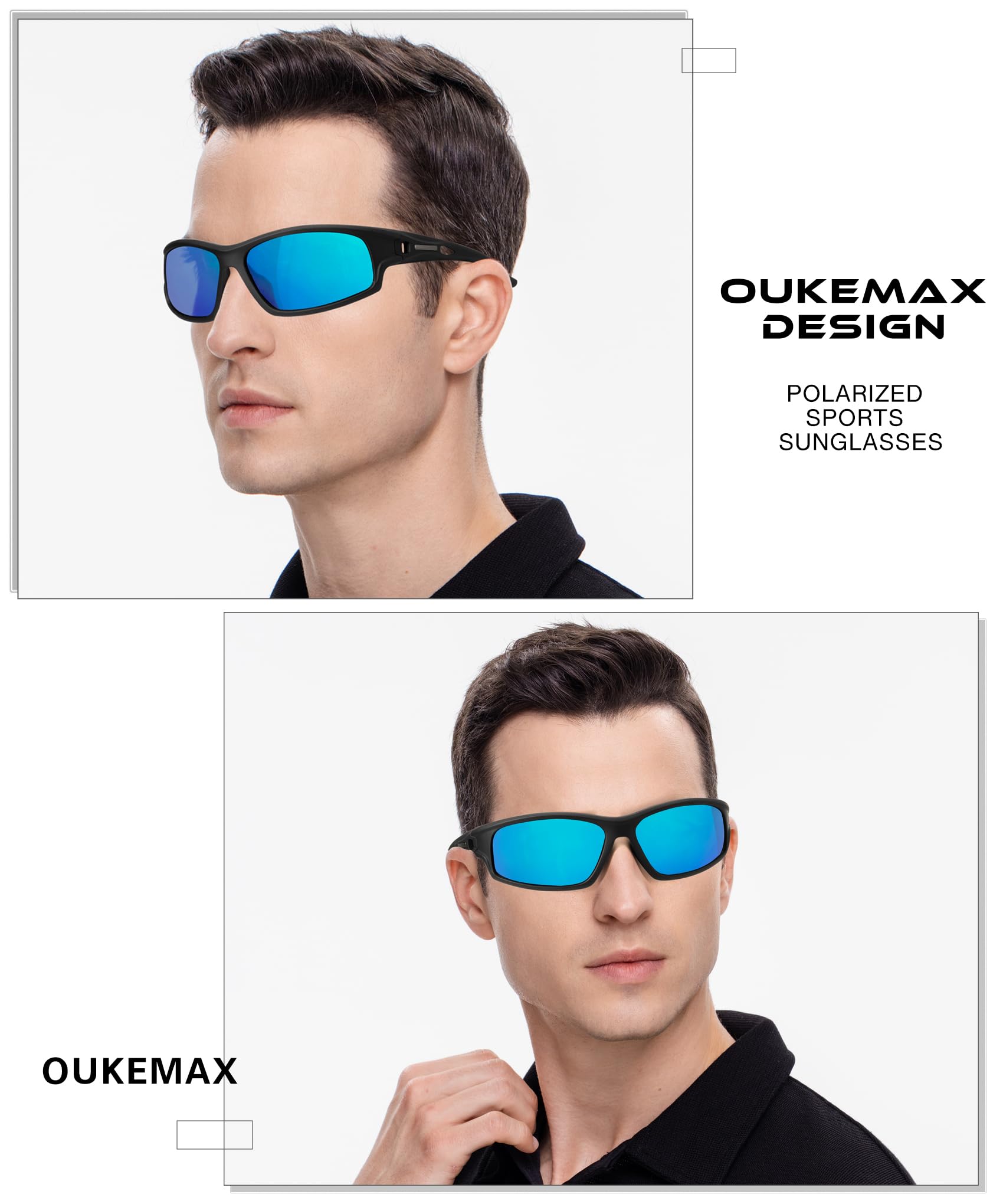 Occhiali da sole polarizzati da uomo sportivi: occhiali da sole avvolgenti per corsa, ciclismo, golf, protezione UV, confezione da 3