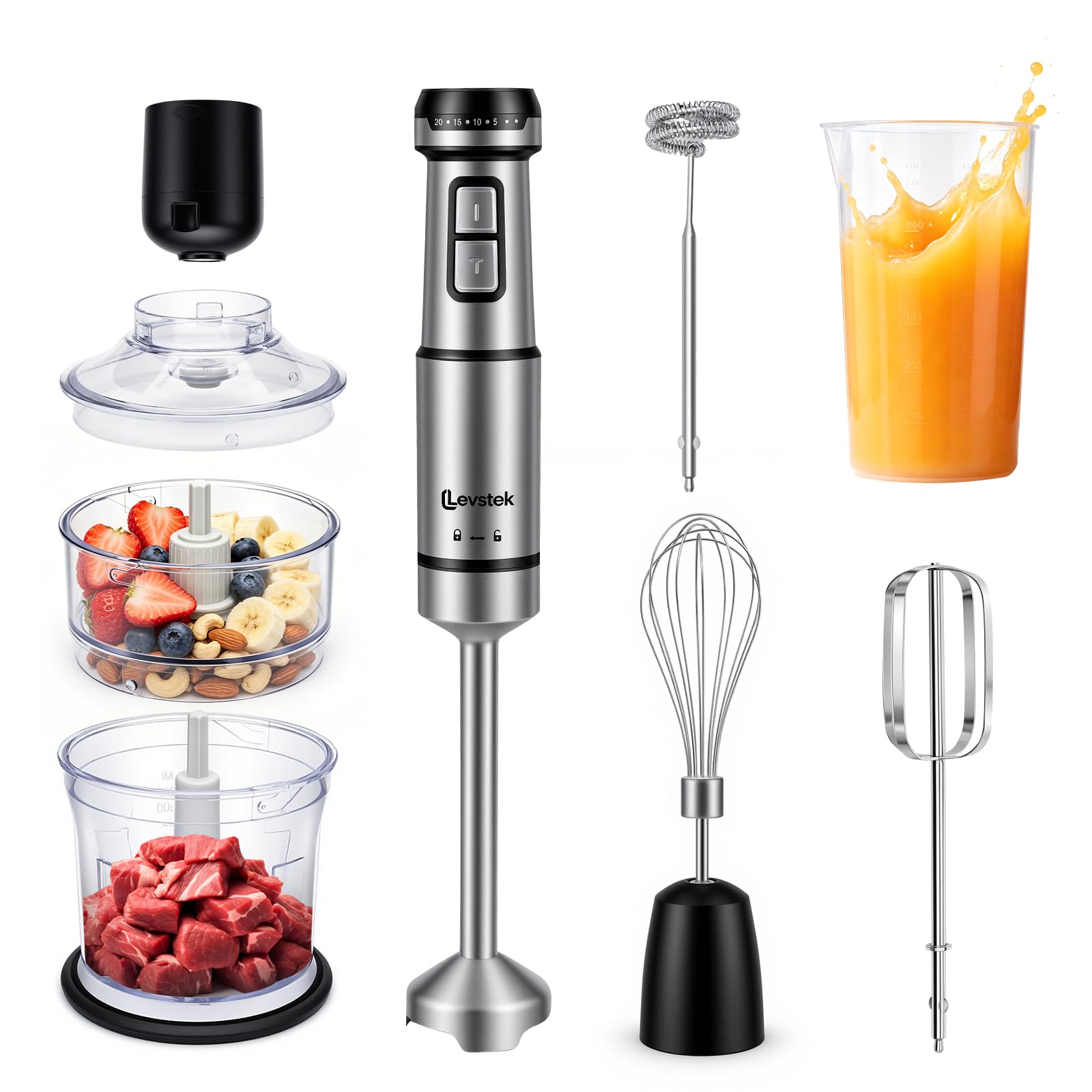 Photo 1 of Levstek Immersion Hand Blender Set, 1200W 20-Speed