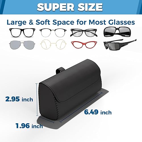 Miniatura 3 de ROSON Soporte para lentes de sol para visera de automóvil, funda organizadora de cuero para lentes de sol, hecha a mano, universal, accesorios para