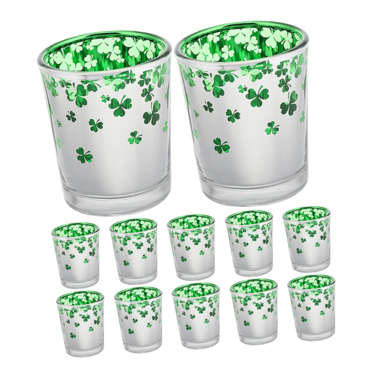Mipcase 12pièces Bougeoirs Verre Vert Motif Décoration De Centre De Table pour Saint-Patrick Bougeoir pour Mariage Et