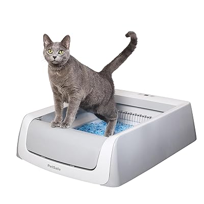 PetSafe ScoopFree Crystal Pro Self-Cleaning Automatic Litter Box - Uncovered Motion-Sensing Cat Box with Integrated Health Counter - Includes 1 Disposable Crystal Litter Tray