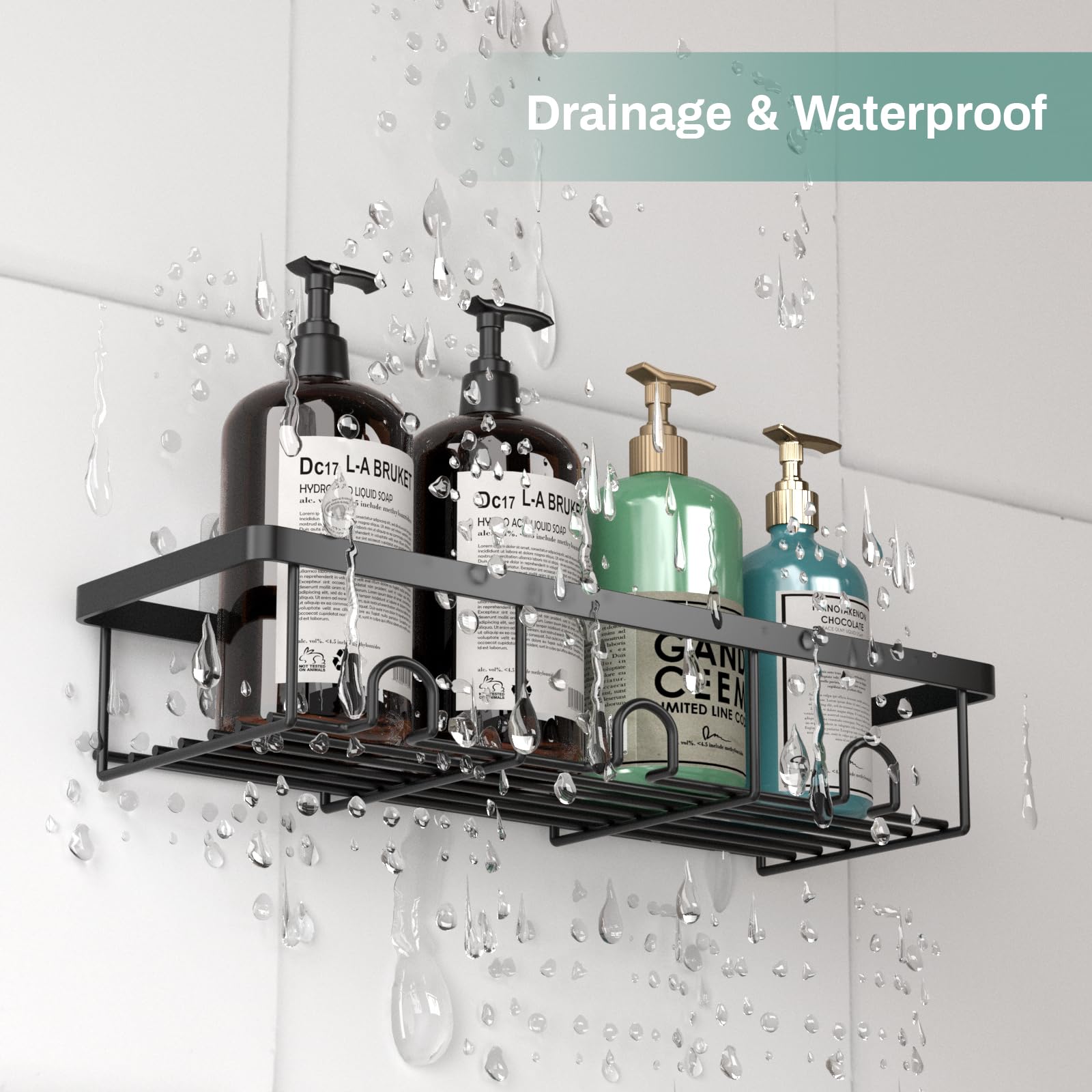 Organizador adhesivo para ducha, paquete de 2 estantes para cesta de champú para almacenamiento y organización, juego de estante de bañera con succión de pared para caravana, decoración de