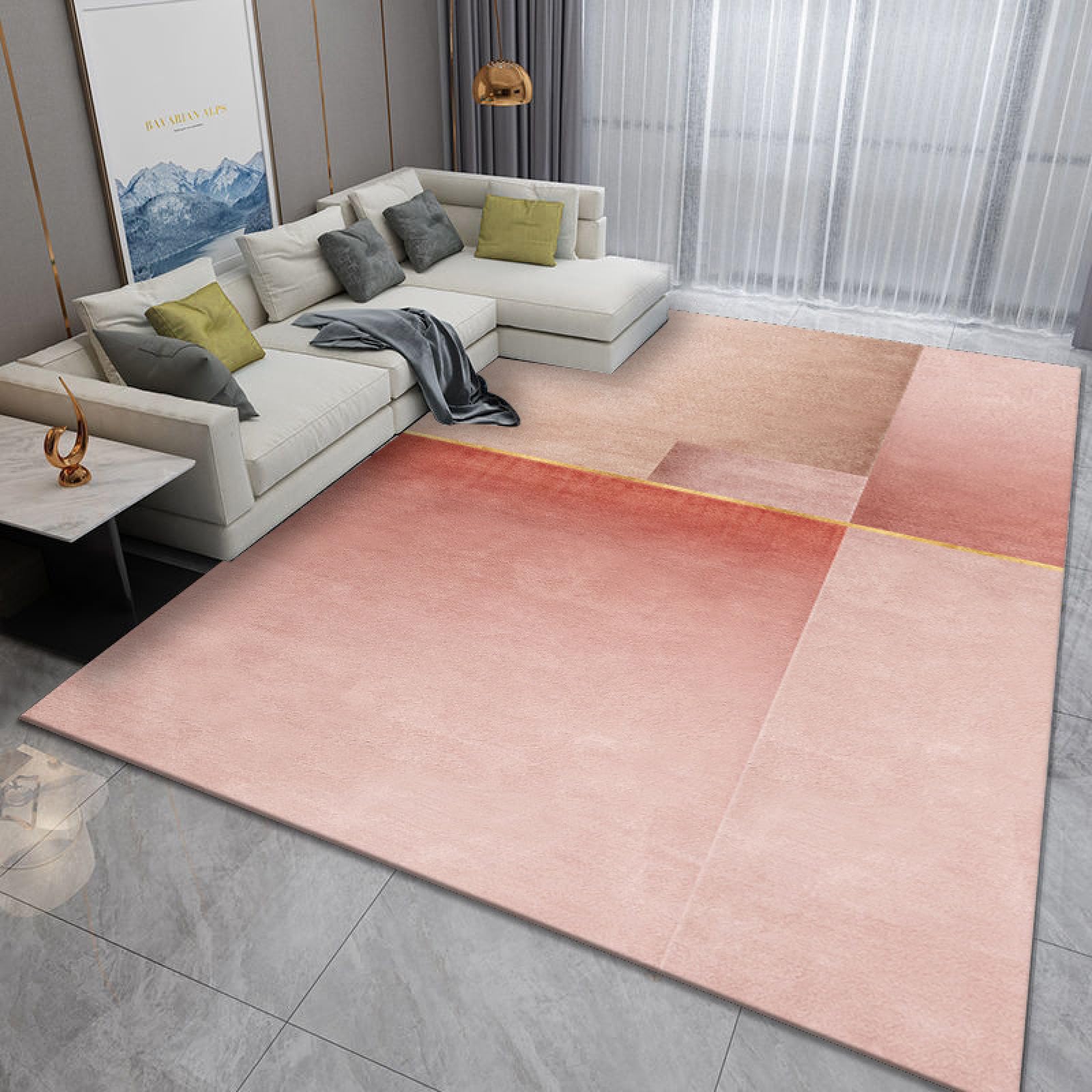 Tapis d'entrée graffiti doré rose 80x120cm pour couloir et salon
