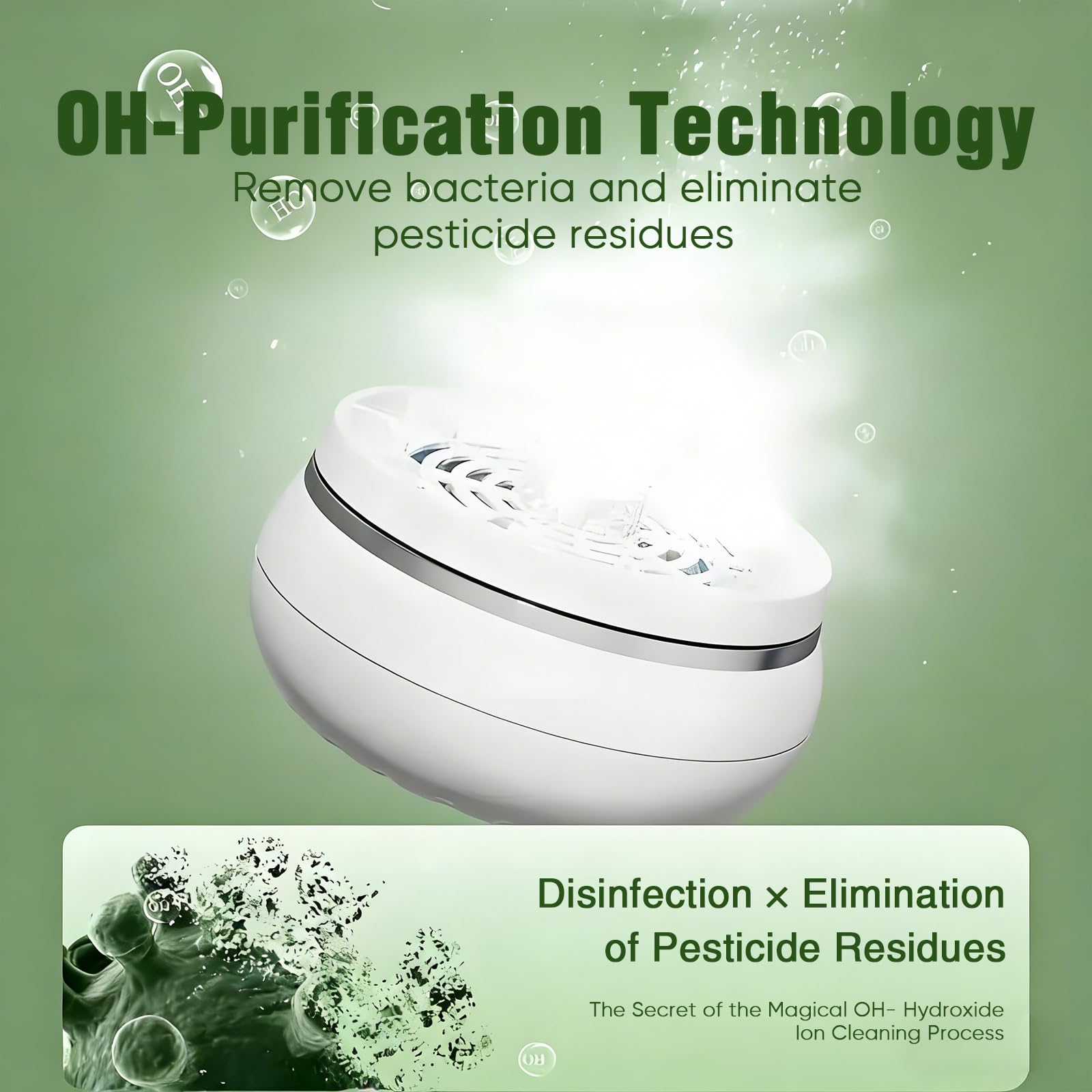 Multi-Function Fruit and Vegetable Cleaner – Fruit Washing Machine with Electrolysis Technology – 4 Smart Modes, Long Battery Life (3600mAh), USB Rechargeable for Home, Camping, Travel (White) — view 2