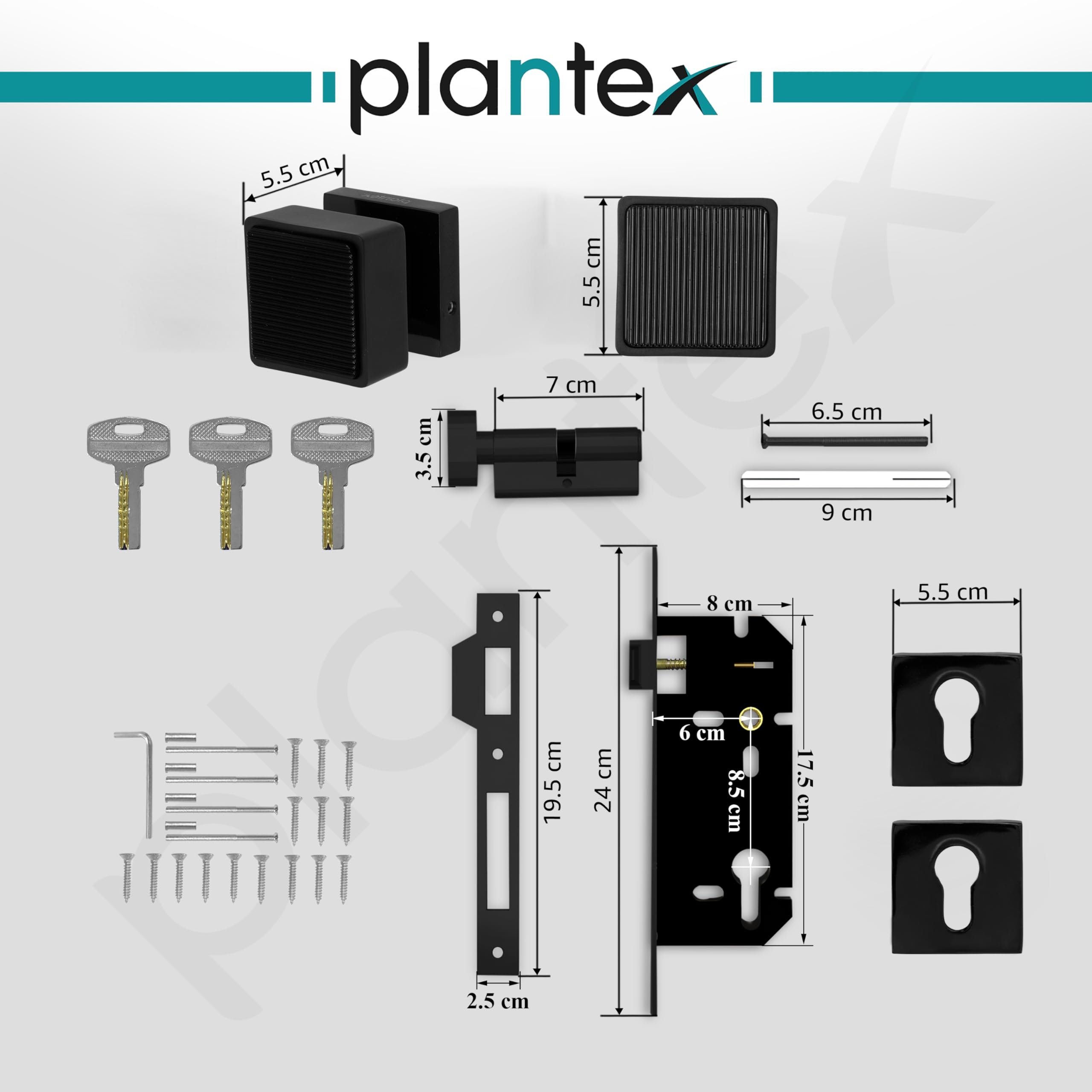 Plantex Heavy Duty Mortise Lock Handle - Black -3 Plantex Heavy Duty Mortise Lock Handle - Black -3