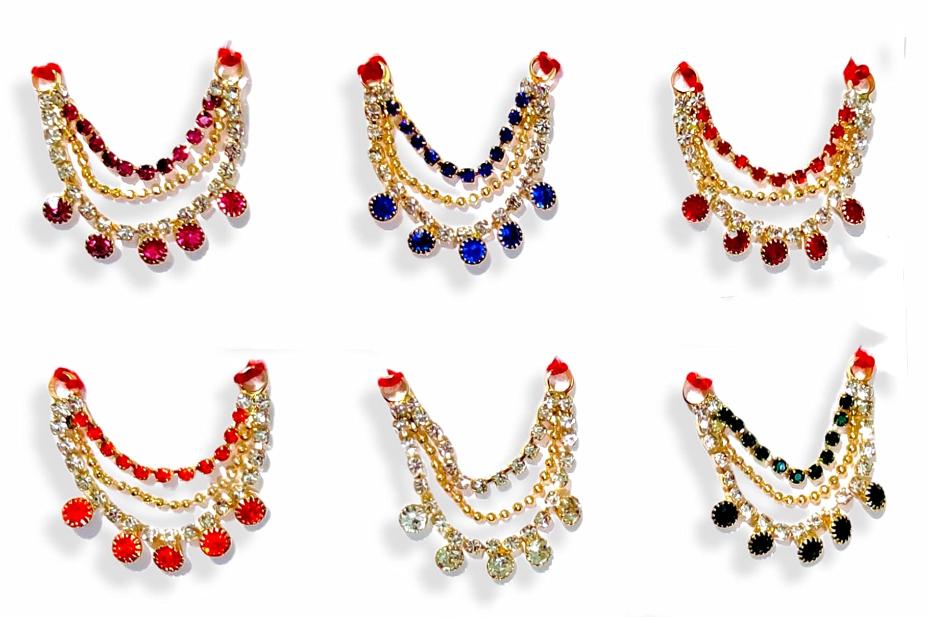 The Kanha Store 3 Leyar Stone Mala – Set of 6 Metal Multicolor Choker for Small to Medium Size Laddu Gopal & All Gods | Brij Sugandha