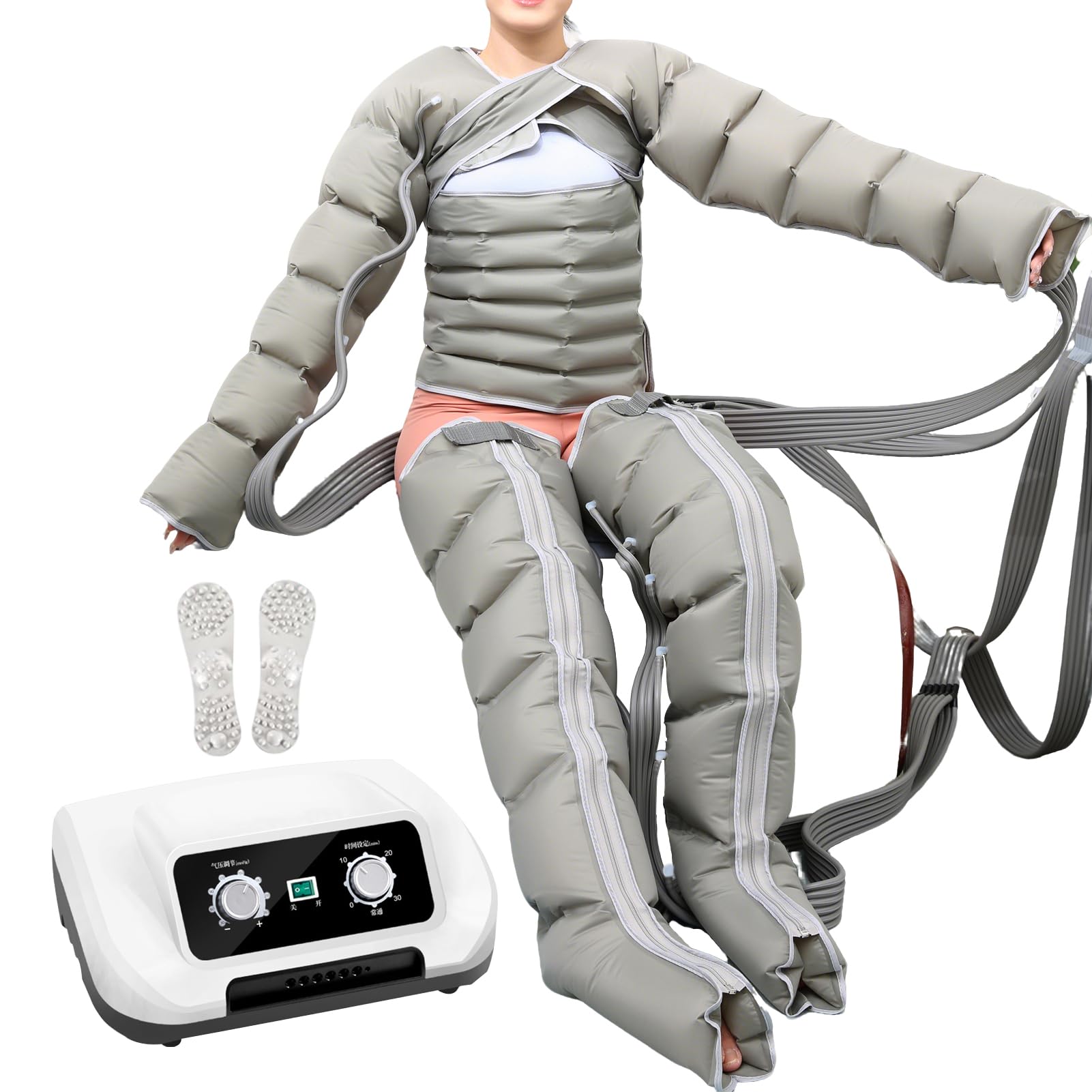 Massaggiatore Per Gambe Con Drenaggio Linfatico, Pressoterapia Linfodrenaggio Per Casa Massaggio a Compressione D'aria a 6 Cavità Pressoterapia Professionale Massaggiatore Gambe