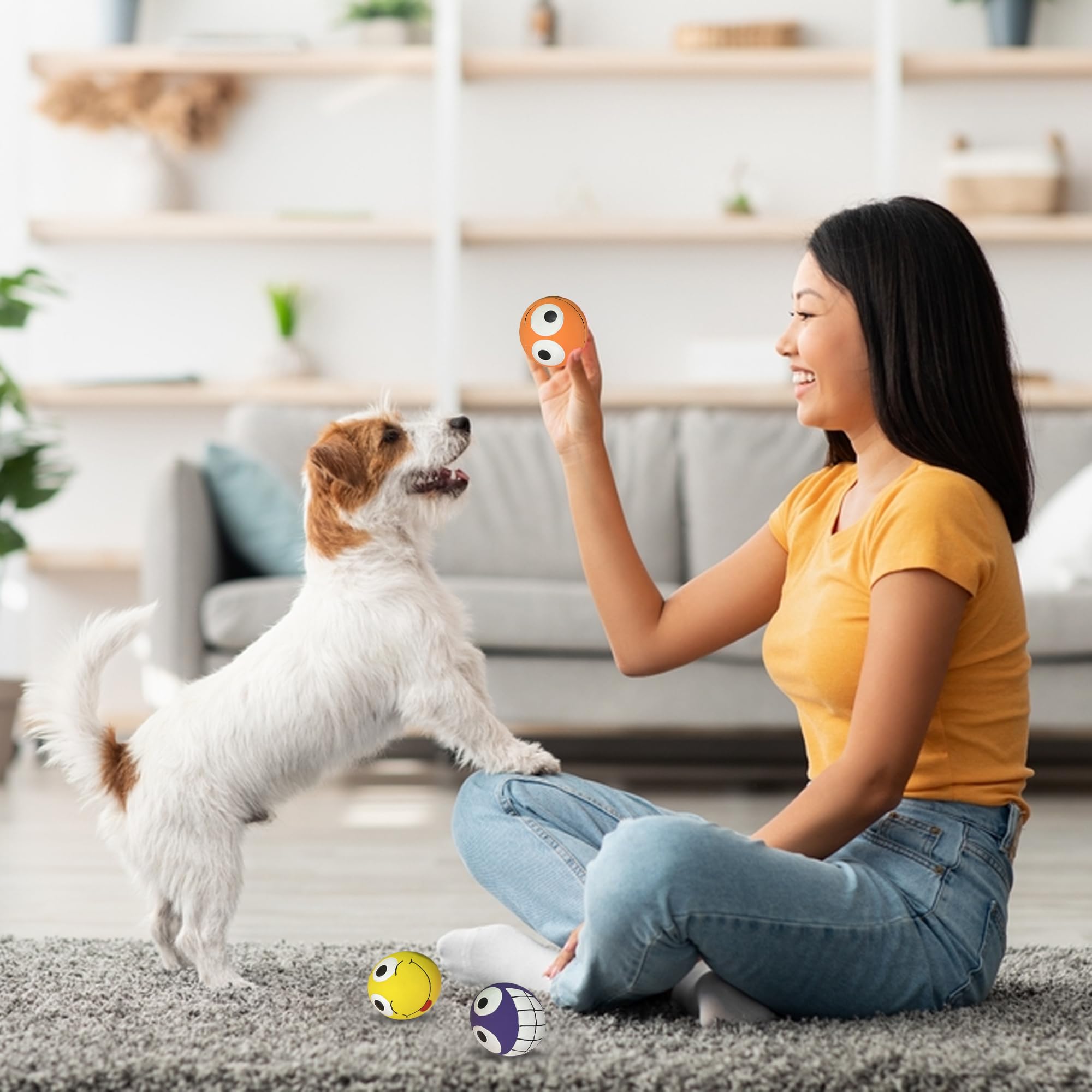 Multipet Hundespielzeug mit drei Erbsen in einer Schote, quietschendes Kauspielzeug, interaktives Erbsen-Kapsel-Hundespielzeug, 3 XL-Latex-Quietschbälle, 7,6 cm (Kugelgröße)
