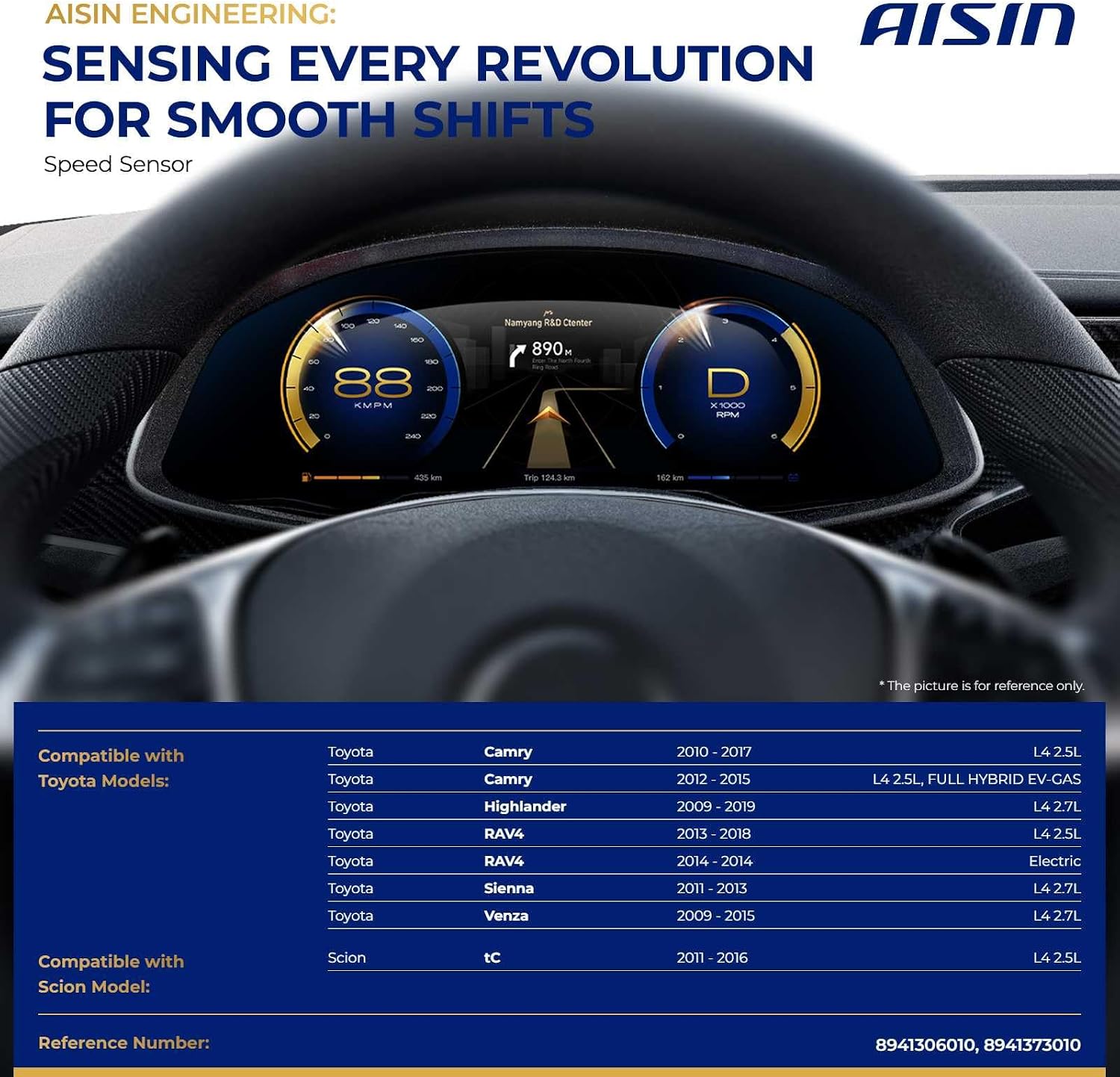 AISIN AFTERMARKET ASWT-00051 Transmission Speed Sensor - Compatible with Toyota Camry 2010-2017, RAV4 2013-2018, Highlander 2009-2019, Sienna 2011-2013, Venza 2009-2015, Scion tC 2011-2016