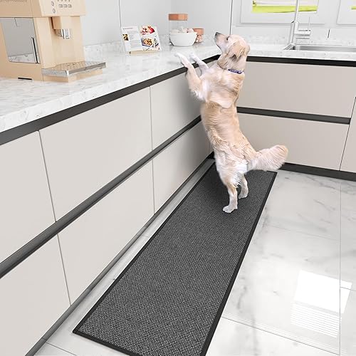 Miniatura 5 de Hargiis Alfombra de cocina de goma antideslizante, lavable, absorbente para piso, lavable a máquina, para frente del fregadero, puerta, lavandería,